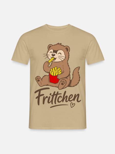 Frittchen Frettchen Pommes Frites Fritten - Männer T-Shirt - Sandbeige