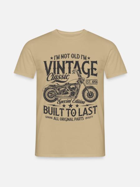 Jahrgang 1956 geboren Motorrad Geburtstag Geschenk - Männer T-Shirt - Sandbeige