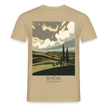 Rhön Vintage Landscape | National Park Style - Männer T-Shirt - Sandbeige - Vorne - AI Model Male 178 light (178cm)