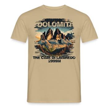 Dolomites de Tre Cime Lavaredo Dolomites des Trois Pics - T-shirt homme - beige sable - Devant - AI Model Male 178 light (178cm)