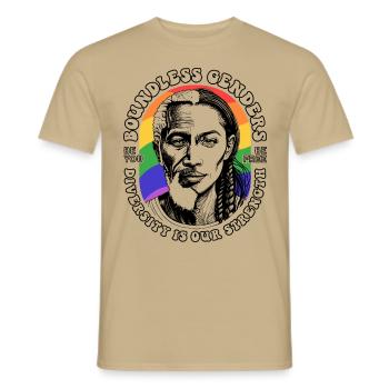 LGBTQIA+ Diversity Celebrated: Unique T-Shirt - Men's T-Shirt - sand beige - Front - AI Model Male 178 light (178cm)