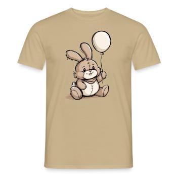 Lapin avec ballon - T-shirt homme - beige sable - Devant - AI Model Male 178 light (178cm)