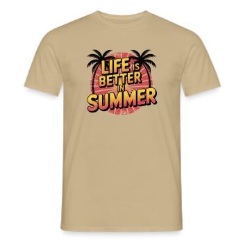 Life is better in Summer - Men's T-Shirt - sand beige - Front - AI Model Male 178 light (178cm)