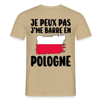 J'Peux Pas J'Me Barre En Pologne Voyage - T-shirt homme - beige sable - Devant - AI Model Male 178 light (178cm)