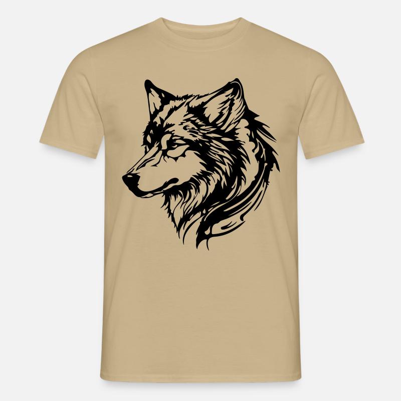 Wolf Kopf - Männer T-Shirt - Sandbeige