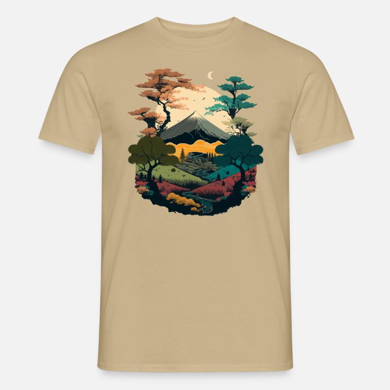 Illustration im Querformat - Männer T-Shirt - Sandbeige