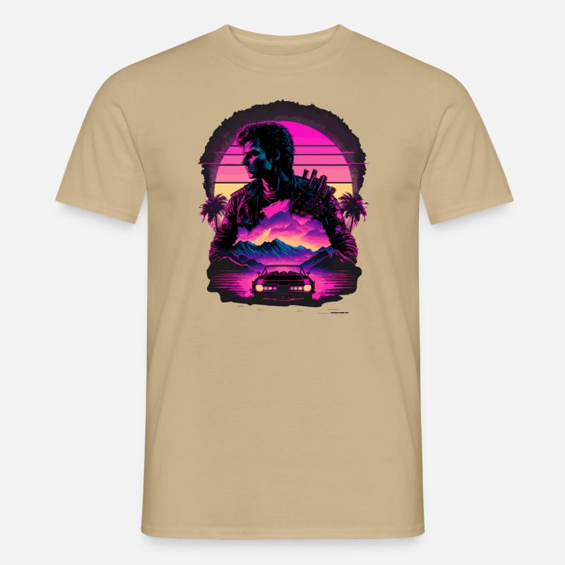 Synthwave-Kunst - Männer T-Shirt - Sandbeige