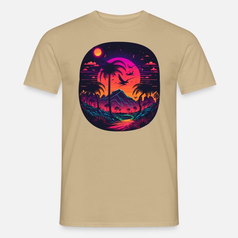 Synthwave - Männer T-Shirt - Sandbeige