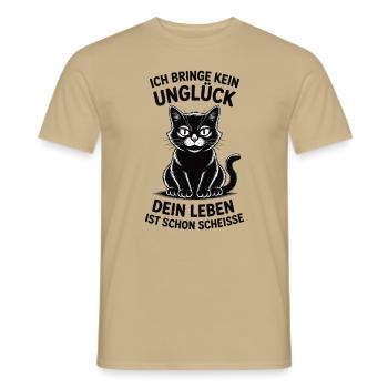 Ich bringe kein Unglück – Schwarze Katze - Männer T-Shirt - Sandbeige - Vorne - AI Model Male 178 light (178cm)