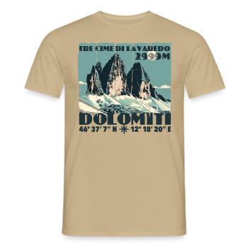 Te Cime Lavaredo Dolomiti Three Peaks Dolomites - Men's T-Shirt - sand beige - Front - AI Model Male 178 light (178cm)