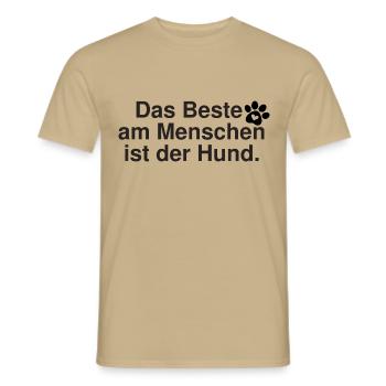 Dicton de chien - T-shirt homme - beige sable - Devant - AI Model Male 178 light (178cm)