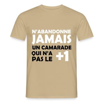 +1 - Men's T-Shirt - sand beige - Front - AI Model Male 178 light (178cm)