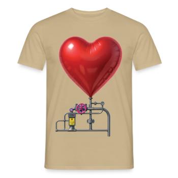 LOVE MACHINE - peace & love - Men's T-Shirt - sand beige - Front - AI Model Male 178 light (178cm)