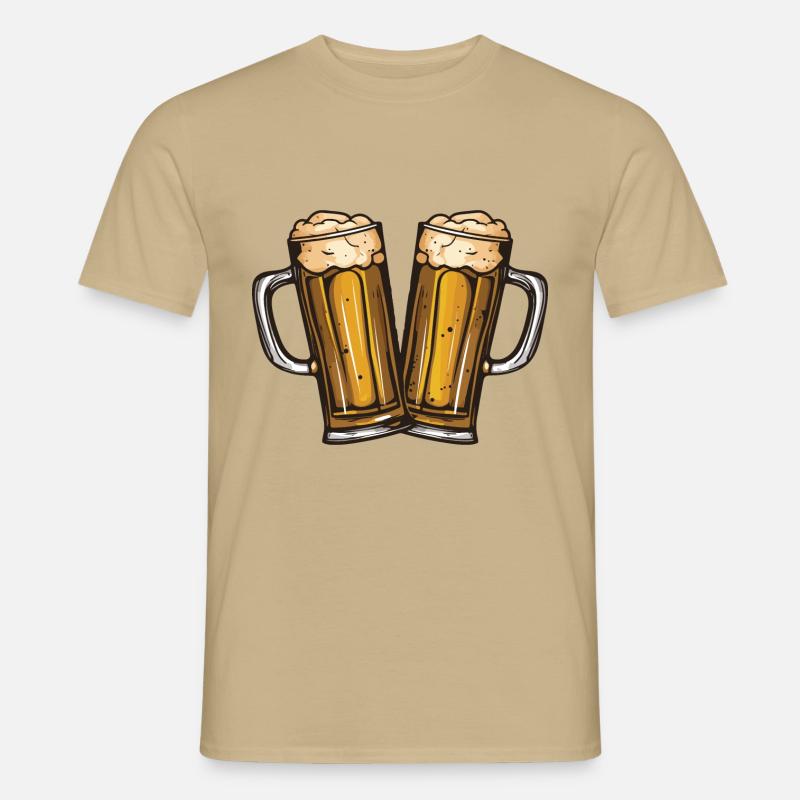 Bier Glas Prost Drinking - Männer T-Shirt - Sandbeige