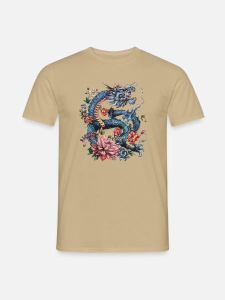 Blauer Drache - Männer T-Shirt - Sandbeige