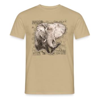 Éléphant éléphant tête d’éléphant Afrique Animal Vintage Safari - T-shirt homme - beige sable - Devant - AI Model Male 178 light (178cm)