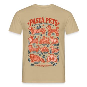 Pasta Pets Lustige Nudeltiere Hunde Katzen Humor - Männer T-Shirt - Sandbeige - Vorne - AI Model Male 178 light (178cm)