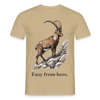Steinbock Ab hier gemütlich - Männer T-Shirt - Sandbeige - Vorne - AI Model Male 178 light (178cm)