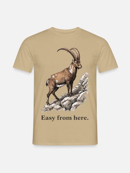 Steinbock Ab hier gemütlich - Männer T-Shirt - Sandbeige
