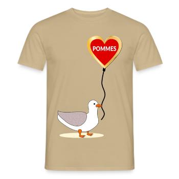 Möwe Pommes - Männer T-Shirt - Sandbeige - Vorne - AI Model Male 178 light (178cm)