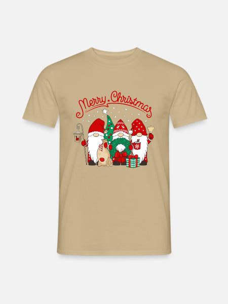 Wichtel Weihnachten Merry Christmas Gnomies - Männer T-Shirt - Sandbeige