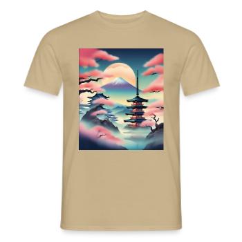 Beautiful japanese view - Men's T-Shirt - sand beige - Front - AI Model Male 178 light (178cm)
