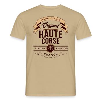 Haute-Corse Département France - T-shirt homme - beige sable - Devant - AI Model Male 178 light (178cm)