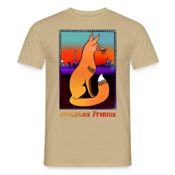 Atomic Utopia - Nuclear Fox - Men's T-Shirt - sand beige - Front - AI Model Male 178 light (178cm)