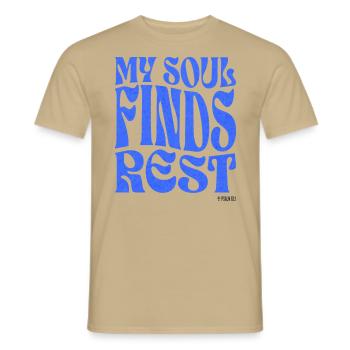 Christianity Christian Bible Verse - Men's T-Shirt - sand beige - Front - AI Model Male 178 light (178cm)