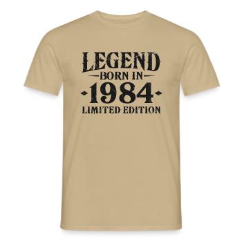 Légende depuis 1984 Millésime Né Anniversaire - T-shirt homme - beige sable - Devant - AI Model Male 178 light (178cm)