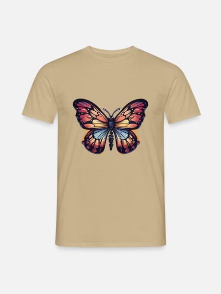 Bunter Schmetterling - Männer T-Shirt - Sandbeige