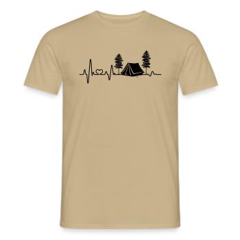 camping Heartbeat Tent Camping Love camping Nature - Men's T-Shirt - sand beige - Front - AI Model Male 178 light (178cm)