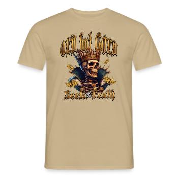 Vieux mais doré cherche la vérité avec un crâne - T-shirt homme - beige sable - Devant - AI Model Male 178 light (178cm)
