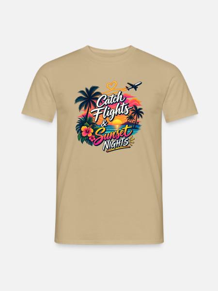 Flüge & Sonnenuntergänge Tropen-Design - Männer T-Shirt - Sandbeige