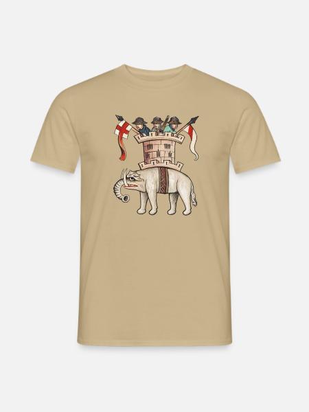 Mittelalterlicher Kriegselefant – Speculum humanae Sal - Männer T-Shirt - Sandbeige