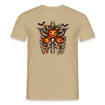 Halloween-Rippen mit Kürbis - Männer T-Shirt - Sandbeige - Vorne - AI Model Male 178 light (178cm)