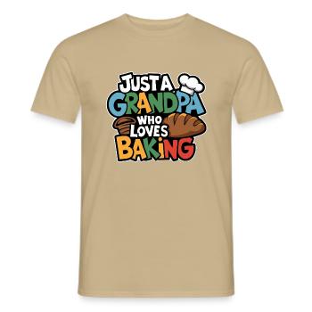 Grandpa is a baker, our grandpa likes to bake - Men's T-Shirt - sand beige - Front - AI Model Male 178 light (178cm)