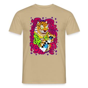 Thirsty Panther - Men's T-Shirt - sand beige - Front - AI Model Male 178 light (178cm)