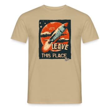 Lass uns mit einer Rakete hier abhauen - Männer T-Shirt - Sandbeige - Vorne - AI Model Male 178 light (178cm)