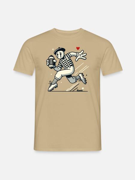 Französischer Pantomime spielt American Football - Männer T-Shirt - Sandbeige