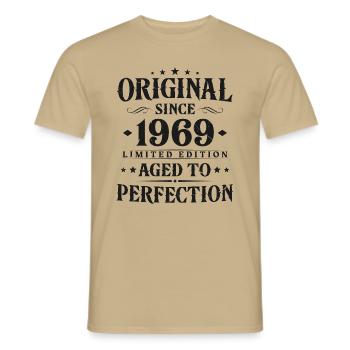 Cadeau d’anniversaire Vintage original 1969 - T-shirt homme - beige sable - Devant - AI Model Male 178 light (178cm)