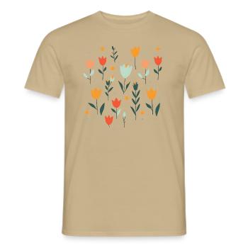 Geometric Flowers – Modern and Vibrant Design - Men's T-Shirt - sand beige - Front - AI Model Male 178 light (178cm)