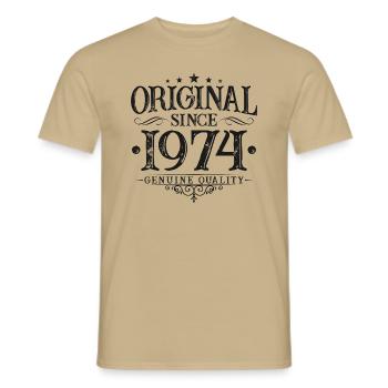 Original depuis 1974 Vintage Vintage anniversaire - T-shirt homme - beige sable - Devant - AI Model Male 178 light (178cm)
