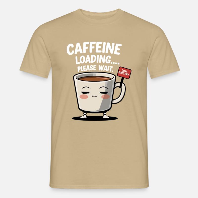 Caffeine Loading - Low Battery - Männer T-Shirt - Sandbeige