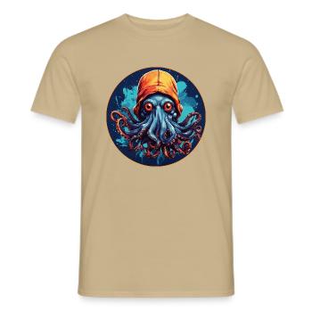 octopus with hat funny octopus design - Men's T-Shirt - sand beige - Front - AI Model Male 178 light (178cm)