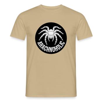 Arachnoholic big hairy tarantula silhouette - Men's T-Shirt - sand beige - Front - AI Model Male 178 light (178cm)