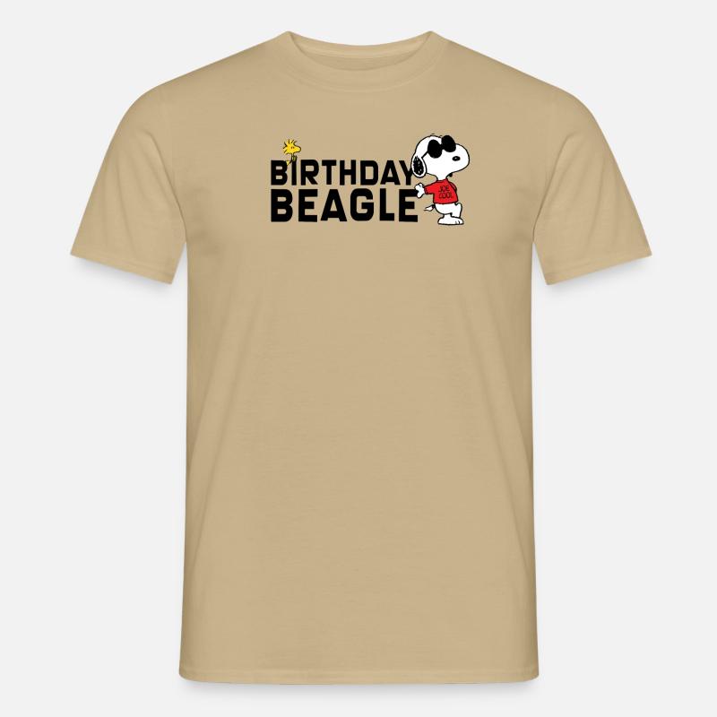 Peanuts Geburtstagsdesign Birthday Beagle Snoopy - Männer T-Shirt - Sandbeige