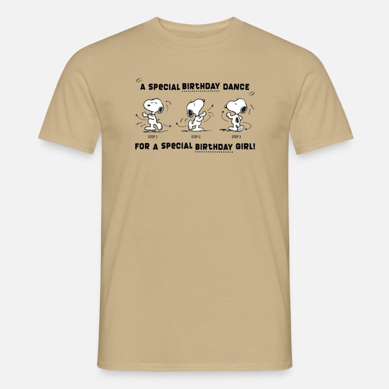 Peanuts Design Snoopy Geburtstagstanz Mädchen - Männer T-Shirt - Sandbeige