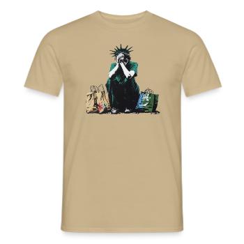 Homeless Lady Liberty - Men's T-Shirt - sand beige - Front - AI Model Male 178 light (178cm)