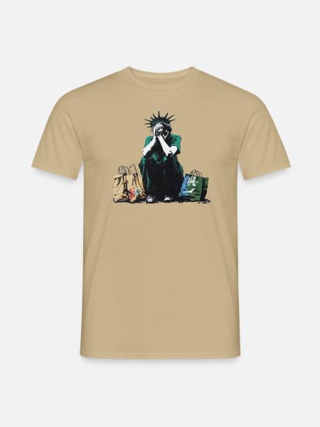 Homeless Lady Liberty - Männer T-Shirt - Sandbeige